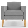 Modern Gray Fabric Single Sofa With Wooden Legs And Comfortable Design 3d model