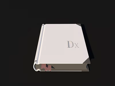 White Notebook With DX Logo And Hardcover Design On Black Background 3d model