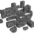 Courtyard landscape stone paving stone block shaped stone bluestone slab 3d model
