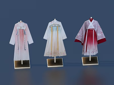 Traditional Chinese Hanfu Clothes With Pastel Gradient Colors And Embroidery Details 3d model