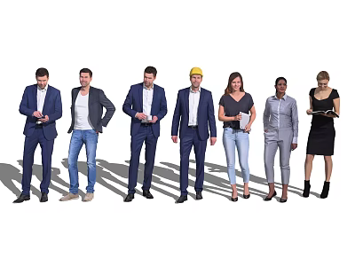 Group of People From Different Professions Standing Together With Formal And Casual Attire 3d model