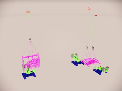 Mechanical Lifting Device With Pink Frame Green Components And Blue Base 3d model