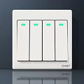 CHNT White Electrical Switch With Four Buttons And Green Indicator Lights 3d model