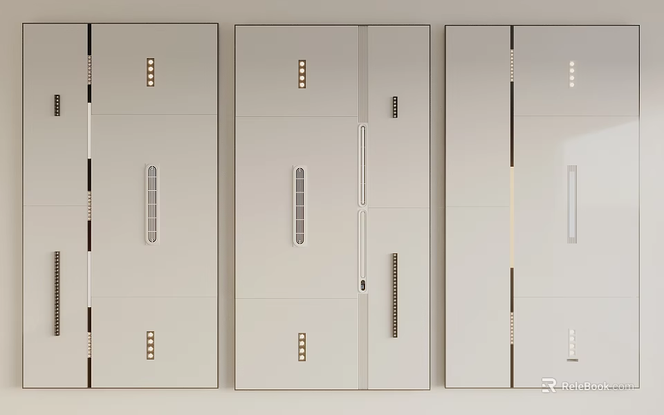 Modern White Ceiling Panels With Geometric Details Slots And Rectangular Openings 3d model 