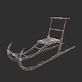 Vintage Wooden Sled With Metal Runners And Snowy Rustic Texture Design