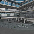 Modern Cultural Center Interior Featuring Glass Dome Multi Level Walkways And Art Installations