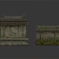 Traditional Chinese Architecture Models With Moss Covered Roofs Carved Stone Bases And Decorative Details