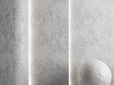 White Patterned Decorative Components With Textured Surfaces And Spherical Ornament 3d model