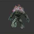 Mythical Earth Creature With Moss Covered Body Red Mushrooms On Head And Green Vines
