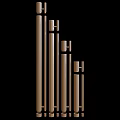 Decorative Hanging Installation with Vertical Gold And Silver Strips Featuring Lighting Effects Against Black Background