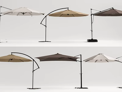 Outdoor Patio Umbrellas With Curved Pole Design And Various Color Options For Backyard 3d model