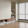 Modern Wooden Bookshelf With Built in Shelves Books And Marble Base Decorative Items