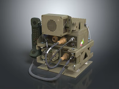 Olive Green Military Weapon Device Featuring Telephone Handset And Connecting Pipes 3d model