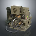 Olive Green Military Weapon Device Featuring Telephone Handset And Connecting Pipes