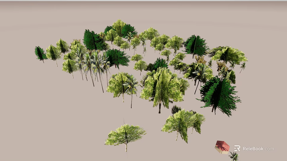 Diverse Arbor Tree Species Displaying Green Foliage And Various Shapes 3d model 