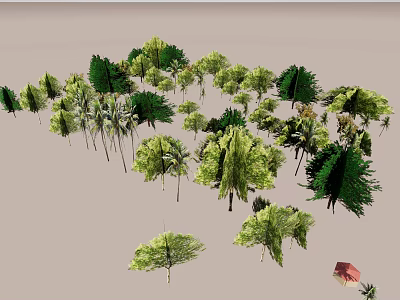 Diverse Arbor Tree Species Displaying Green Foliage And Various Shapes 3d model