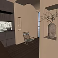 Minimalist Accent Chair With Wooden Frame Light Cushion And Decorative Vase In Modern Interior