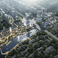 Aerial Planning With High Rise Buildings River Green Spaces And Urban Roads