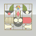 Artistic Partition With Colorful Geometric Patterns Shapes And Decorative Frame 3d model
