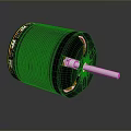 Black Electric Motor With Cylindrical Housing Label And Metal Shaft Mechanical Component
