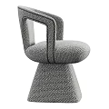 Modern Single Chair With Gray Fabric Upholstery Woven Armrest Detail And Elegant Design