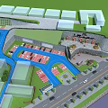 Modern Multi Level Parking Lot Design With Green Areas And Road Connections