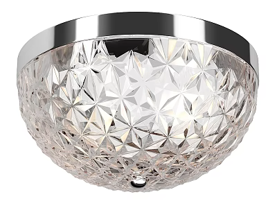 Elegant Diamond Cut Transparent Crystal Ceiling Light with Silver Metal Frame 3d model