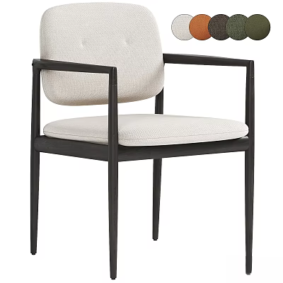 Modern Single Chair With Light Fabric Cushion And Dark Frame Multiple Color Options 3d model