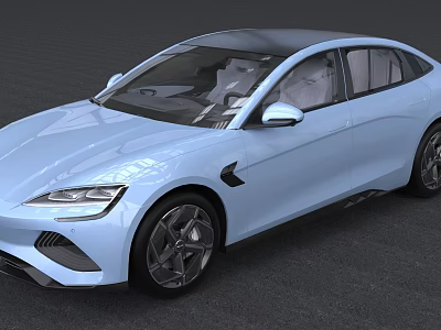 Light Blue Modern Electric Sedan With Sleek Aerodynamic Body And Alloy Wheels 3d model