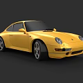 Yellow Two Door Sports Car With Black Roof And Sporty Wheels Design