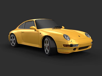 Yellow Two Door Sports Car With Black Roof And Sporty Wheels Design 3d model