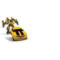 Yellow Chevrolet Camaro Car With Black Stripes And Robot Action Figure