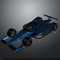 Blue Race Car With Sleek Aerodynamic Design Rear Wing And Black Wheels