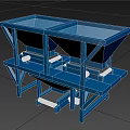 Blue Industrial Equipment With Double Hoppers Conveyor System And Metal Frame