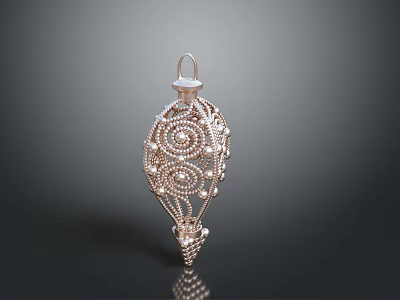 Elegant Decorative Pendant With Intricate Filigree Design And Pearl Accents 3d model
