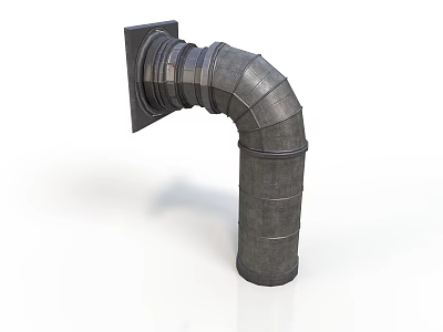 Industrial Metal Ventilation Duct Elbow Fitting With Wall Mounted Square Base 3d model