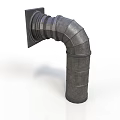 Industrial Metal Ventilation Duct Elbow Fitting With Wall Mounted Square Base