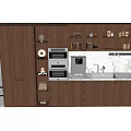 Modern Kitchen Interior With Wooden Built in Cabinets And Marble Countertop