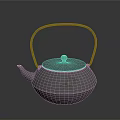 Elegant Silver Teapot With Engraved Pattern Curved Handle And Lid Knob 3d model