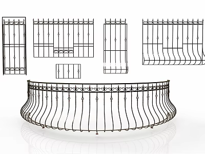 Wrought Iron Fence Designs With Various Decorative Patterns And Styles 3d model