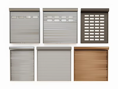 Various Roller Shutter Designs With Different Colors And Textured Patterns For Buildings 3d model