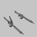 Futuristic Tactical Firearms with Black Finish Red Accents and Gray Stripes Design