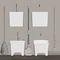 Organized Cleaning Tools With Wall Mounted Cabinets Mop Broom And Buckets