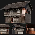 Traditional Ancient Architecture With Wooden Structure Tile Roof Lattice Windows And Interior Design