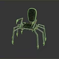 Single Chair With Spider Shaped Metallic Legs And Dark Upholstered Seat