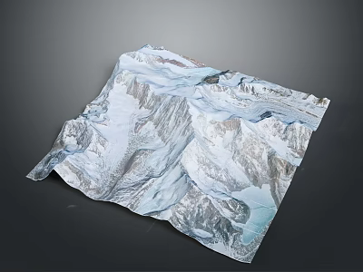 Detailed 3D Terrain Model Showcasing Snowy Mountain Peaks And Glacial Features 3d model
