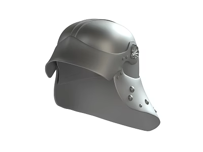 Detailed Antique Medieval Armor Helmet With Face Shield And Metal Rivets Design 3d model