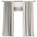 Elegant Grey Curtains with Lace Trim and Pleats for Home Interior Decor