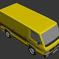 Vibrant Yellow Mercedes Commercial Van 3D Render With Front Design And Wheels
