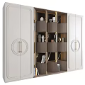 Luxury Modern Decorative Cabinet With Wooden White Panels Glass Doors And LED Lighting